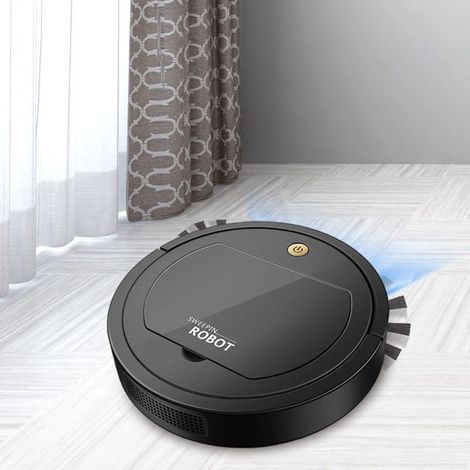 Robot Aspirateur, Aspirateur Robot Puissant, Anti-Collection, Anti-Chute, Mode Multiple, pour Nettoyage Domestique/Poils d'animaux/Poussière/Sols, Silencieux (Noir) (1/4)