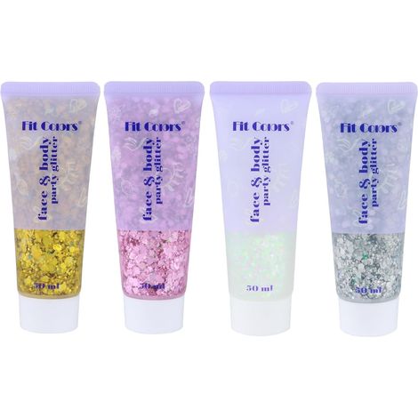 Gel con purpurina facial de 4 piezas, purpurina para cabello y rostro, maquillaje, purpurina corporal, purpurina gruesa, 50 ml, para rostro, cabello y uñas, purpurina holográfica para festivales.