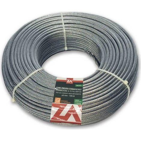 FUNE ACCIAIO ZINCATO ANTIGIRO 133F D 6 100 M
