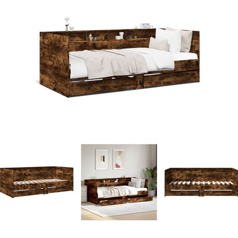 The Living Store Tagesbett mit Schubladen Räuchereiche 90x200 cm Holzwerkstoff - Betten & Bettgestelle (1/5)