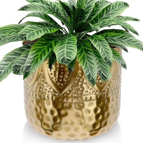Goldfarbener Metall-Blumentopfüberzug 19x18 cm (1/5)