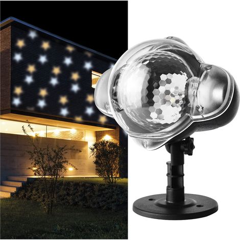 EMOS Proiettore Stelle LED, Bianca e Gialla, Illuminazione Parete, Proiezione Facciate, Pareti, IP44, Interni ed Esterni, Cavo 3 m, Nero, DCPN01 (1/5)