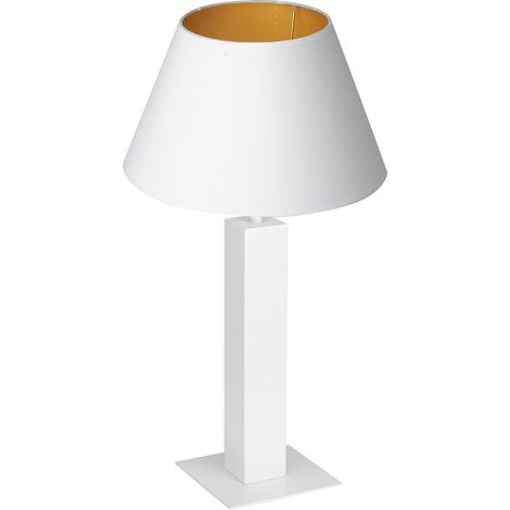 Lampe de table blanche métal abat-jour or 56 cm E27 Luminex