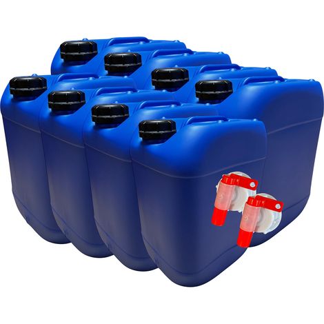 Negomix – Lot de 8 bidons jerrican plastique 20 litres bleu – Bouchon hermétique – Résistance chimique – Pour stockage liquides sensibles
