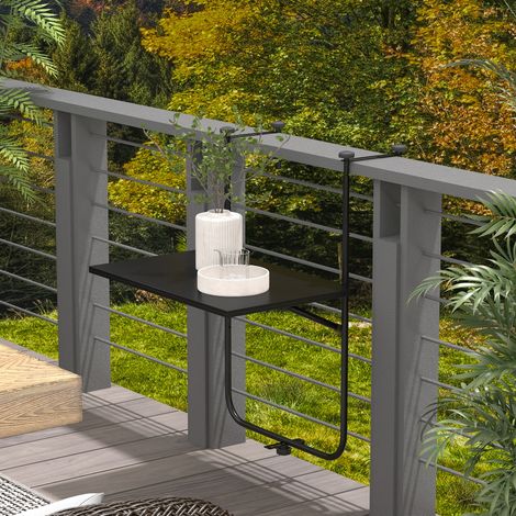 Tavolo da balcone sospeso pieghevole 62x60 cm in metallo nero salvaspazio FloraGrace (1/5)