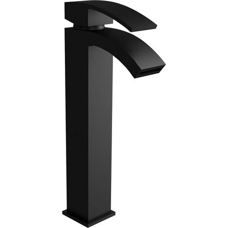 Contemporary Bathroom Mono Basin Tap – Square Lever, 307 x 52mm, Black