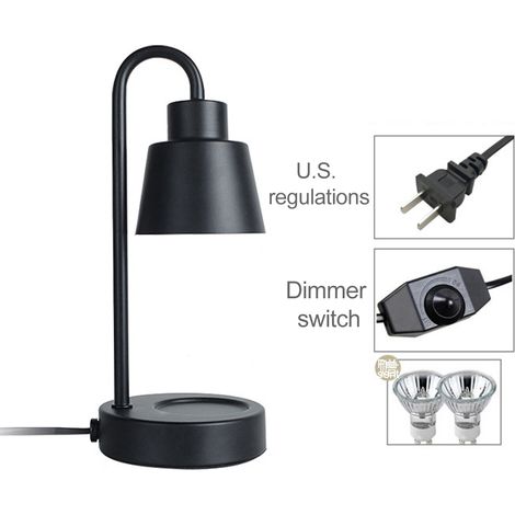 Chauffe-bougie lampe de Table noir multifonctionnel rétro, cire fondue à intensité variable pour chambre à coucher, salon, étude (1/5)