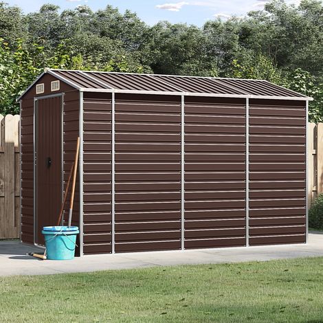 Garden Shed Brown Galvanised Steel 191 x 300 x 198 cm Garden Shed vidaXL (1/5)