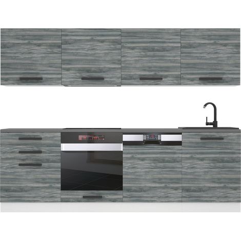 Belini Cuisine Equipee Complete Alice Muebles de Cuisine Complets - 240 cm. Cuisine Complete sans Plan de Travail, chêne Glamour (1/4)