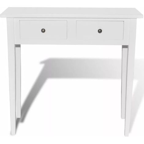 Console coiffeuse 2 tiroirs bois et pin massif blanc Iris (1/5)