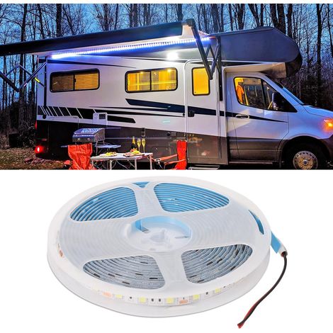 Kit d'éclairage DEL sous lueur pour véhicule récréatif, 12 V, 5 m, blanc, pour auvent de camping, camping-car, remorque, camion de nourriture (1/5)
