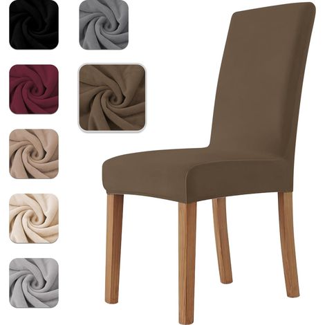 Housse de Chaise 4 Pièces in Velours Extensible,Housse Chaise Salle à Manger Universel Cuisine Salon Extrêmement Doux Confortable Anti-Griffures -Taupe (1/5)