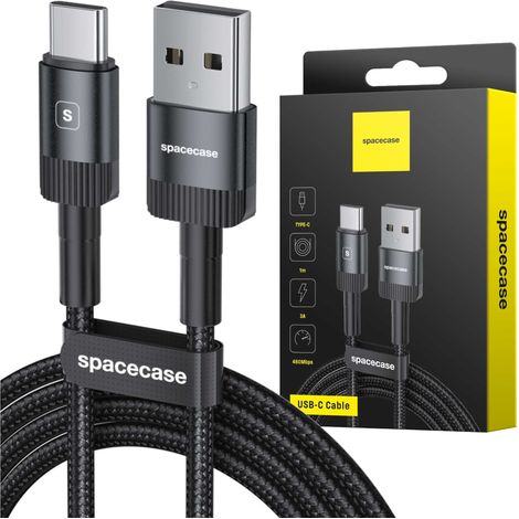 Spacecase USB-C-Kabel 1 m 3 A schwarz (1/5)