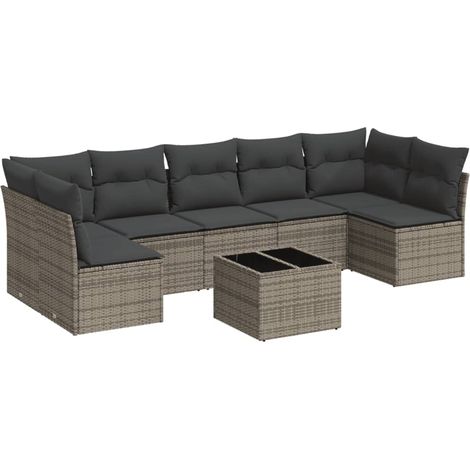 Maison Exclusive - 8-tlg. Garten-Sofagarnitur mit Kissen Grau Pol