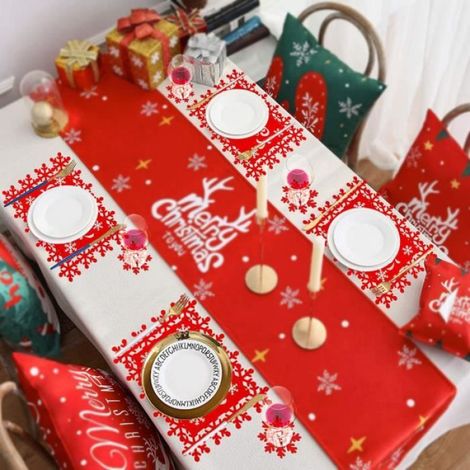 Set De Nappe De Table - Feutre Rouge - Pour Fête De Noël - 4 Pièces (1/4)