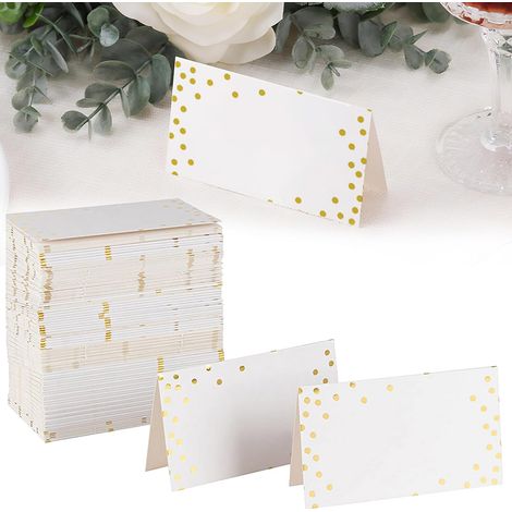 Lot de 50 Cartons de Table Vierges pour Mariage, Communion, Anniversaire, Feuilles Dorées, 9 x 11,4 cm (1/5)