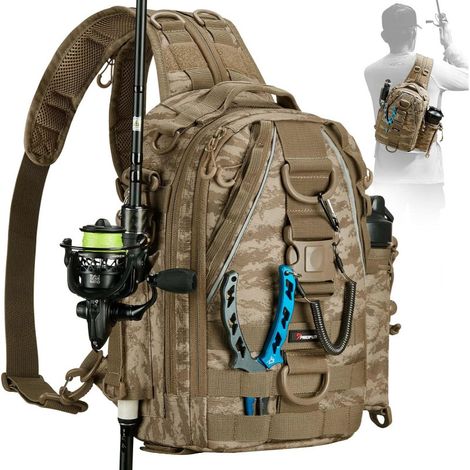 sac à dos de pêche léger avec porte canne et rangement pour matériel, bandoulière extérieur équipeme (1/5)