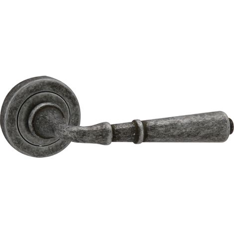 Manilla puerta Zamak cuero envejecido negro roseta redonda 52mm (1/5)