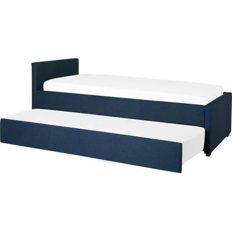 Cama nido tapizada en tela azul tamaño pequeño 80 x 200 cm cama para invitados Marmande (1/5)