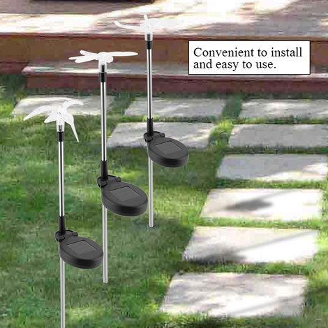 3er-Set bunte, solarbetriebene Gartenleuchten mit Schmetterlings-/Vogel-/Libellenmotiv (LED) (1/5)