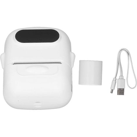 Imprimante thermique rechargeable sans encre avec Bluetooth 4.0 pour étiquettes et marqueurs de codes-barres (blanche)