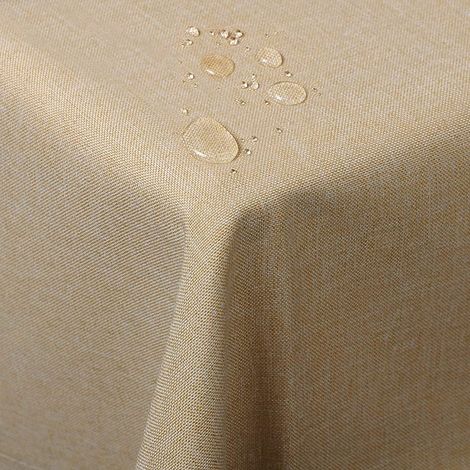 Woltu – Nappe de table rectangulaire aspect lin imperméable 130 x 220 cm – Résistante aux taches – Entretien facile – Sable (1/4)