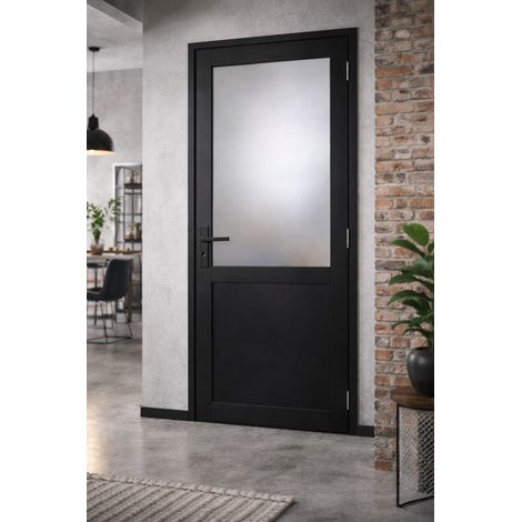 Blocco Porta Athena Nero H204 x L73 Dimensioni Tavolo Spingendo Sinistra + Maniglia