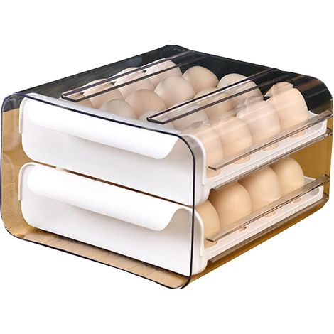 Boîte de rangement alimentaire pour réfrigérateur à 32 compartiments, boîte transparente pour œufs, type à double tiroir (1/5)