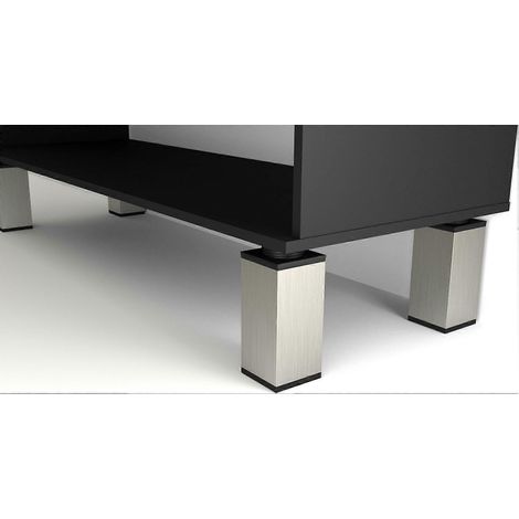 Pieds de meubles, pieds de table en métal, réglables en hauteur, pieds d'armoire, ensemble de 4 pieds de meubles, 40 x 40 mm, 60 mm, chromés argent 60 mm. (1/5)