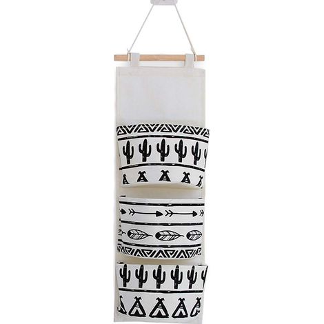 Organisateur Murale - Sac de Rangement à 3 Compartiments en Coton Lin PE Enduit - Pour Chambre Enfant Salle de Bain Chambre à Coucher - 1 Pièce