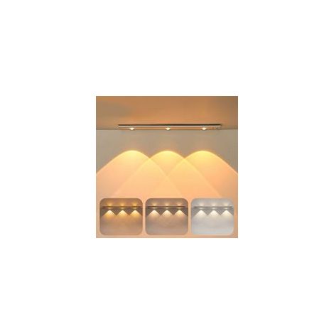 FLITI 40cm Aluminum LED Lamp, 120° Motion Sensor, USB Type-C Rechargeable, 3 Modes, Magnetic Mount, 3000K/4000K/6000K, Silver (1/5)