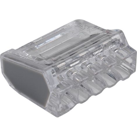 borne de connexion - 5 entrées - transparente - grise - 0.5 à 2.5 mm2 - boite de 500 - bizline 103425
