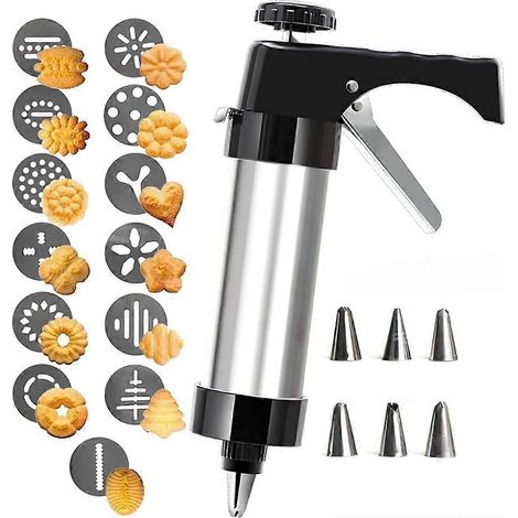 Kit pistolet à biscuits Spritz, 13 disques à biscuits + 6 douilles à glaçage, idéal pour la confection de biscuits de Noël et la décoration de biscuits. (1/5)