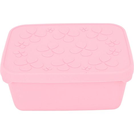 Boîte à déjeuner en acier inoxydable 550ml pour enfants et adultes, bento 304 avec couvercle silicone étanche pour snacks, fruits et légumes, rose. (1/5)