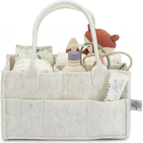 Panier à canapés Parker Baby - Bac de rangement pour chambre d'enfant et organisateur de voiture pour canapés et lingettes bébé - Blanc, Standard (1/5)
