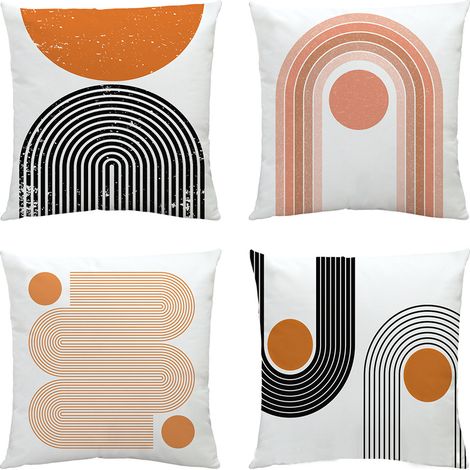 Ensemble de 4 housses de coussin décoratives carrées pour canapé ou salon, 45,7 x 45,7 cm (18 x 18 pouces).