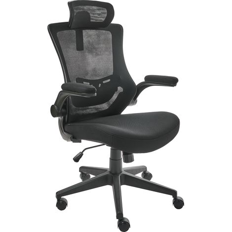 Silla de oficina profesional giratoria tapizado de malla reposacabezas y reposabrazos ajustables asiento neumático negro Paladin (1/5)