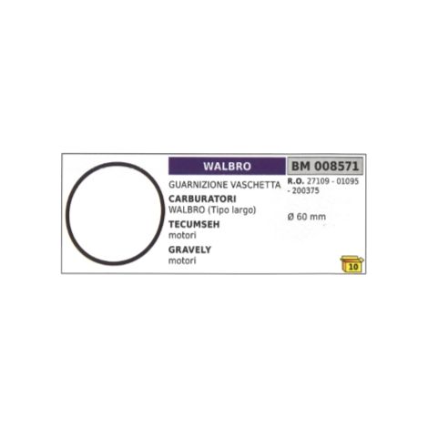 Guarnizione vaschetta carburatore WALBRO tipo largo motore TECUMSEH - GRAVELY