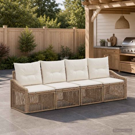 vidaXL Ensemble de canapé de jardin 4 pcs Beige polyrotin (1/5)