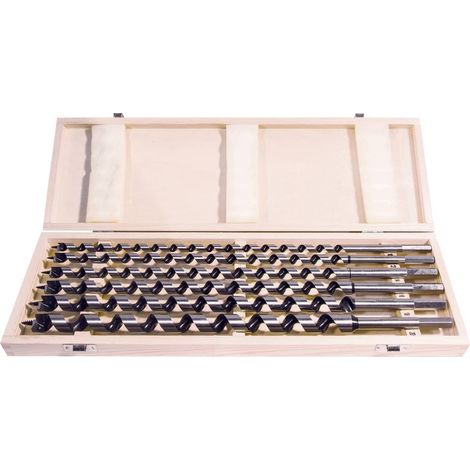 Jeu d'embouts de tarière HELLER 6 pièces Ø 10/12/14/16/18/20 mm, longueur 460 mm, avec coffret en bois (1/3)