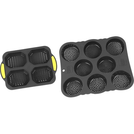 BAOFUYA 4 LUTTRE ART SILICAN EN JAMA UND 8 SILICONE BROSSINGS in der Kavität für hervorragende Hitzebehandlung, geeignet für französisches Brot UND Burger.