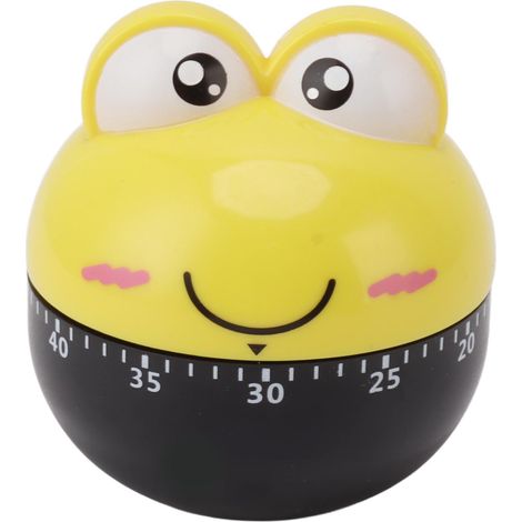 Minuteur de cuisine mécanique de haute précision, réglable jusqu'à 60 minutes, motif dessin animé, jaune. (1/5)