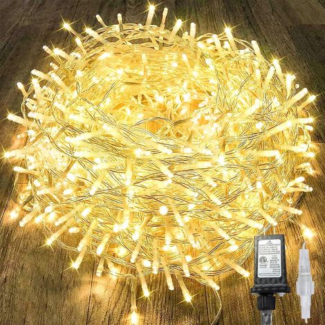 Éclairage extérieur à 8 modes, étanche, avec télécommande et minuterie, idéal pour les décorations de Noël, 1000 LED pour 100 mètres (lumière blanc chaud) (1/5)