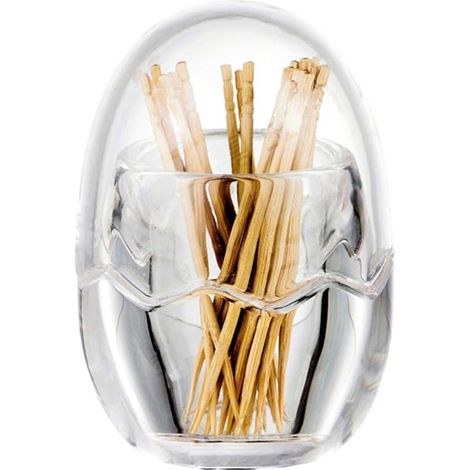 Distributeur de cure-dents en acrylique transparent avec couvercle en forme d'œuf, boîte de rangement élégante pour table, récipient pratique pour apéritifs et buffets (1/5)