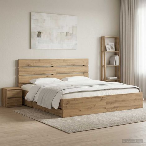 vidaXL Bed Frame with Storage and Headboard Artisan Oak 180 x 200 cm (1/5)