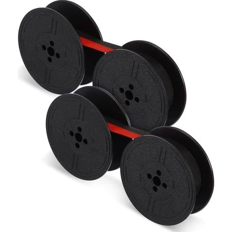 Rubans pour machine à écrire (rouge et noir), 2 paires, Rubans pour machines à écrire anglaises anciennes, Rubans noirs et rouges, Rouleau double (1/5)