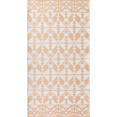 Alfombra moderna para interior y exterior rectangular con diseño geométrico 80 x 150 cm beige Balasore