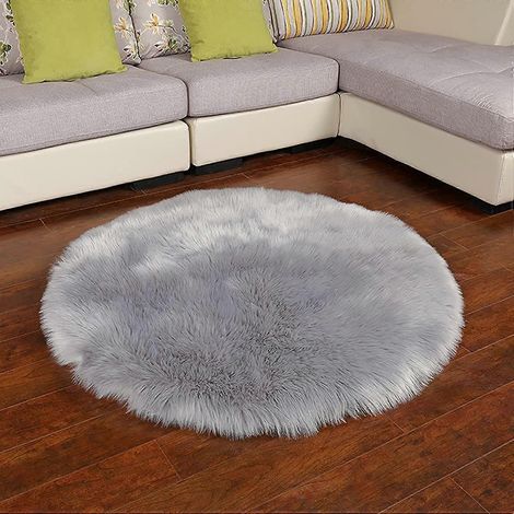 Ultraweicher und flauschiger runder Teppich mit langem Flor, Imitations-Schaffell, für Schlafzimmer, Wohnzimmer, Kinderzimmer