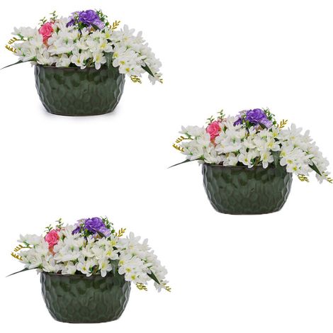 9er-Set teiliges handgemachtes glasierter Keramikpflanztopf-Set (Ø 38,1/30,5/25,4 cm), grün, hammermusterartig, ideal für Bambus/Feigenbaum, Innen/Außen, atmungsaktive Tonware mit Ablauflöchern.