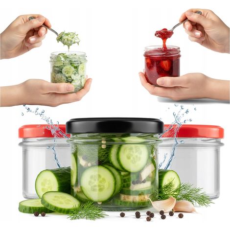 5 tarros rectos de 140 ml para alimentos, miel, mermelada, crema y velas.